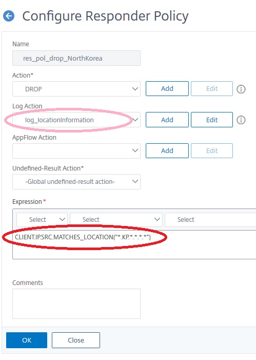 Creating a Citrix ADC / NetScaler responder policy blocking connections from a specivic country